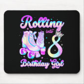 Kids Rolling Into 8 Roller Skating 8th Birthday Gi Mousepad (Vorne)