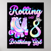 Kids Rolling Into 8 Roller Skating 8th Birthday Gi Poster (Vorne)