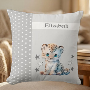 Kid's room add name niedlich leopard gray kissen