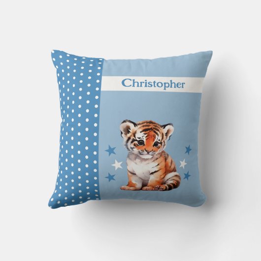 Kid's room add name niedlich tiger tiger blau kissen (Rückseite)