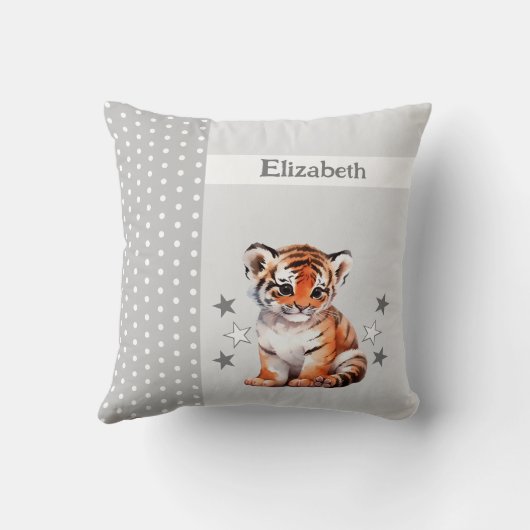 Kid's room add name niedlich tiger tiger grau kissen (Rückseite)