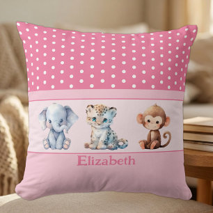 Kid's room add name niedlicher Tiere pink Kissen