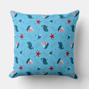 Kid's Room Nautical Marine Sailboat Whale Starfish Kissen