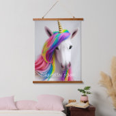Kids Room Rainbow Unicorn Hängeband Wandteppich Mit Holzrahmen (Schlafzimmer)