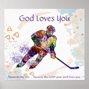 Kids Room Scripting God Lieben You Hockey Player Poster