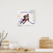 Kids Room Scripting God Lieben You Hockey Player Poster (Küche)