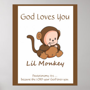 Kids Room Scripting, Gott Lieben Sie mögen Affen Poster