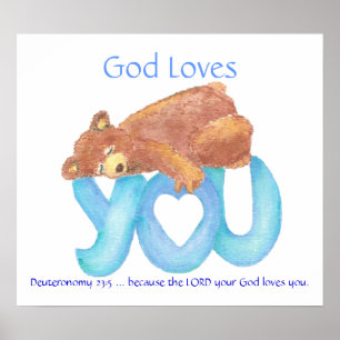 Kids Room Scripting, Gott Lieben Sie, Teddy Bären Poster