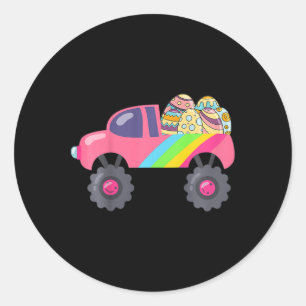 Kids Rosa Monster Truck Eier Ostereier-Suche Ki Runder Aufkleber