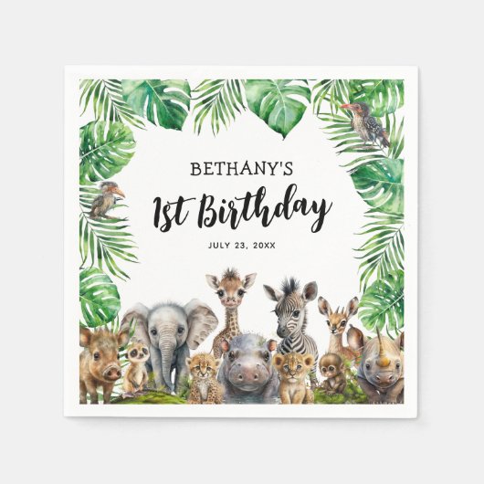 Kids Safari Animals Party Serviette (Vorderseite)