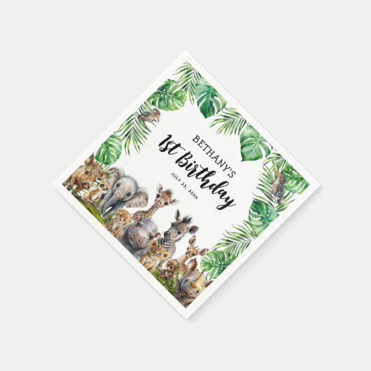 Kids Safari Animals Party Serviette (Ecke)