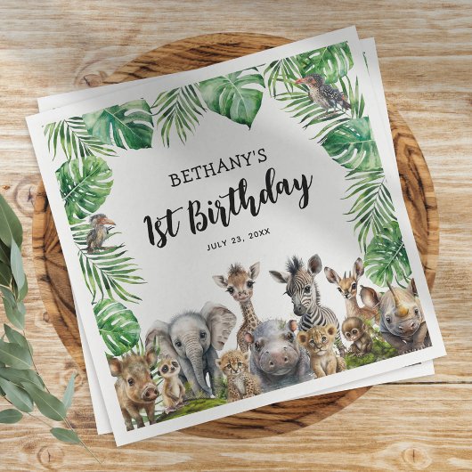 Kids Safari Animals Party Serviette