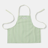 Kids' Sage Green Stripe Custom Name Apron Schürze (Vorderseite)