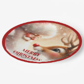 Kids Santa and Red Nose Rudolph Christmas Plates Pappteller (Schrägansicht)