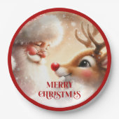 Kids Santa and Red Nose Rudolph Christmas Plates Pappteller (Vorderseite)