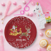 Kids Santa Christmas Rentier Sleigh Snowflake Rot Pappteller (Party)