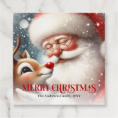 Kids Santa Rudolph Cute Christmas Gift Tag Label (Vorderseite)