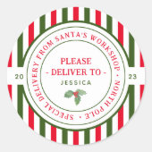 Kids Santa's Workshop North Pole Weihnachtsgeschen Runder Aufkleber (Vorderseite)