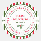 Kids Santa's Workshop North Pole Weihnachtsgeschen Runder Aufkleber (Vorderseite)