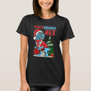 Kids Santasaurus Rex Dino Santa Toddler Boys Chris T-Shirt
