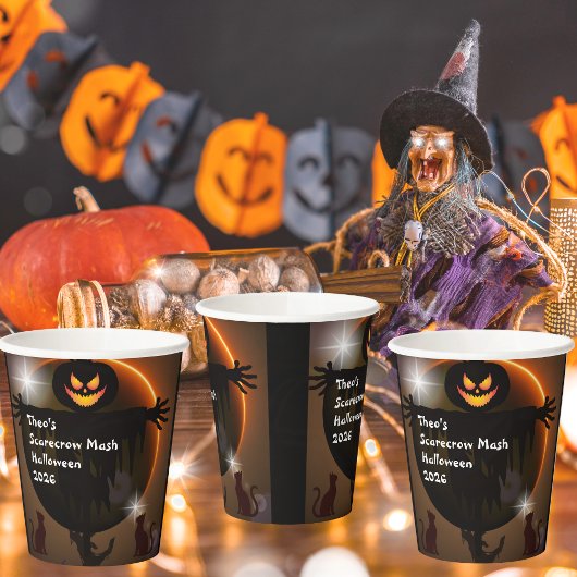 Kids Scarecrow Mash Halloween-Party Paper Cups Pappbecher