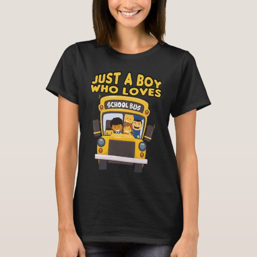 kids school bus Just A Boy Who Loves School Buses T-Shirt (Vorderseite)