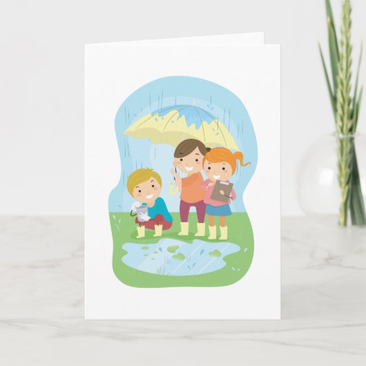 Kids Science Nature Study in Rain Karte (Vorderseite)