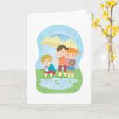 Kids Science Nature Study in Rain Karte (Gelbe Blume)