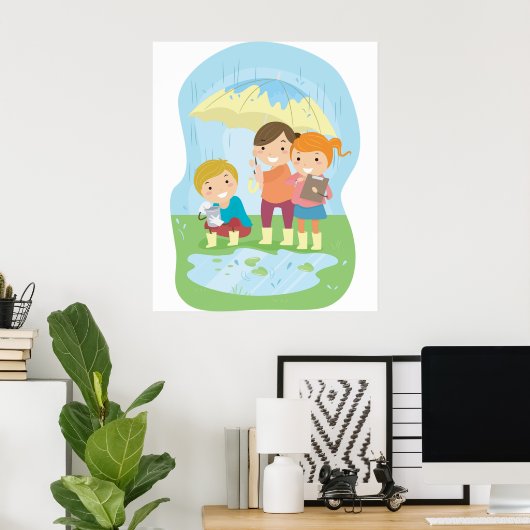 Kids Science Nature Study in Rain Poster (Heimbüro)