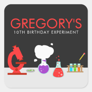 Kids Science Party Quadratischer Aufkleber