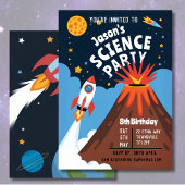 Kid's Science Party Rocket Volcano Scientist Child Einladung
