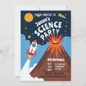 Kid's Science Party Rocket Volcano Scientist Child Einladung (Vorderseite)