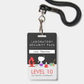 "Kids Science Party Security Pass" Ausweis (Vorderseite mit Lanyard)