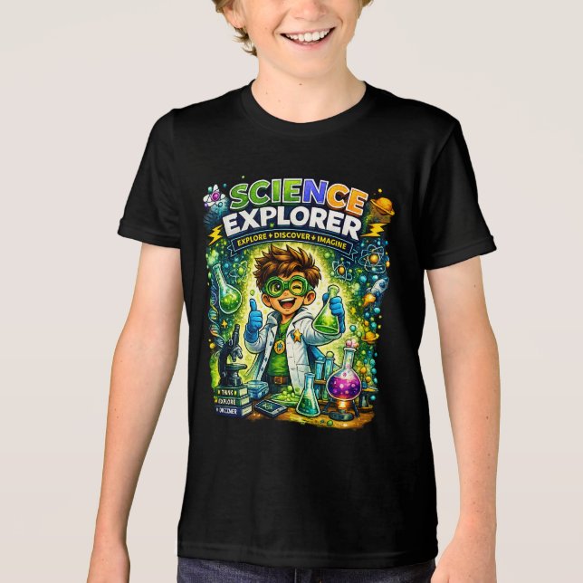 Kids Science T-Shirt | Science Explorer Tri-Blend Shirt (Vorderseite)