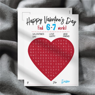 Kids Sechs Sieben Valentinstag Wortsuche Herz Klas Feiertagspostkarte