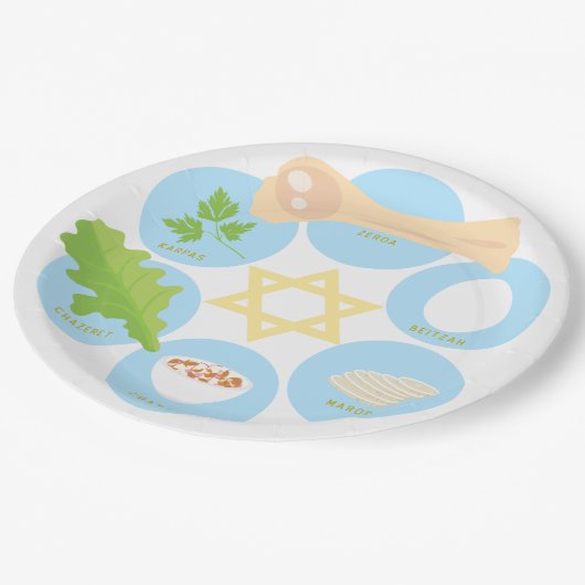  Kids Seder Plate - Blue Pappteller (Schrägansicht)