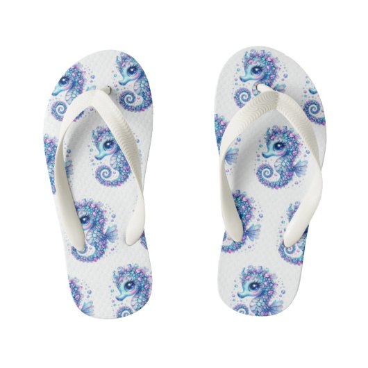 Kids Seepferd Print Flip Flops Kinderbadesandalen (Fußbett)