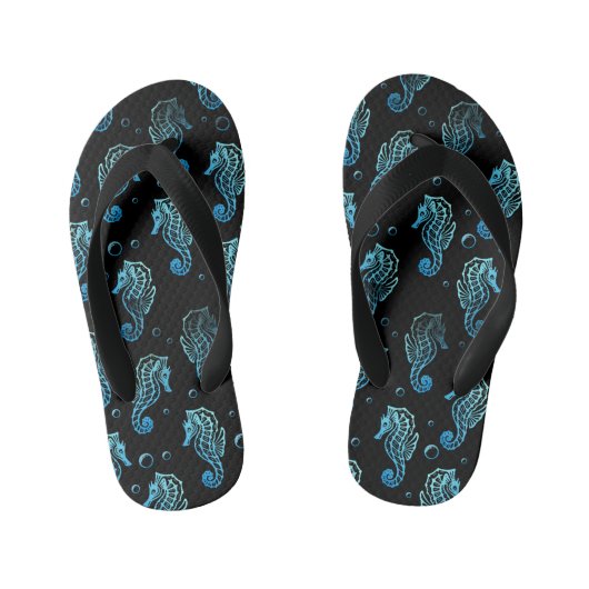 Kids Seepferd Print Flip Flops Kinderbadesandalen (Fußbett)