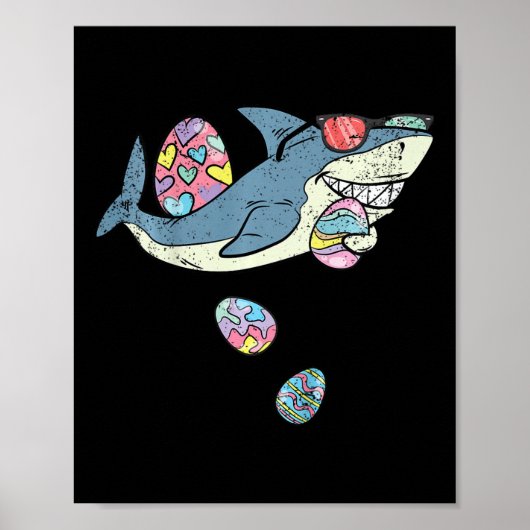 Kids Shark Ei Jagen Osterfest Sonniger Frühling Kl Poster (Vorne)