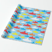 Kids Shark Pattern Geschenkpapier (Ungerollt)