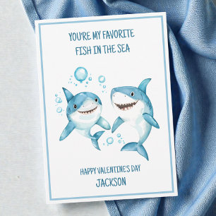 Kids Shark School Klassenzimmer Glücklicher Valent Feiertagskarte