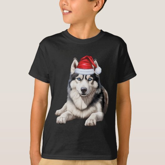 Kids Siberian Husky Dog Lover Funny Christmas T-Shirt (Vorderseite)