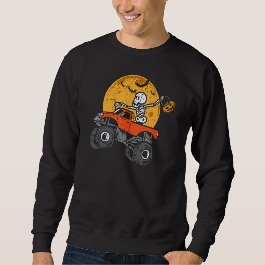 Kids Skeleton Monster Truck Moon Candy Toddler Boy Sweatshirt (Vorderseite)