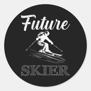 Kids Ski Kids Future Skier Funny Skier bald sein B Runder Aufkleber