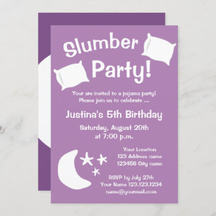 Kid's slumber-leepover Pyjama-Party Einladungen