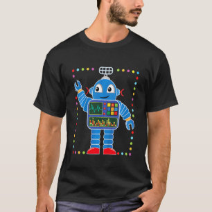 Kids Small Colorful Good Mood Robot Waves für Sie  T-Shirt