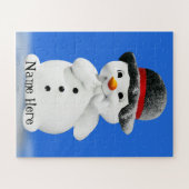 Kids Snowman Puzzle mit Personalisiertem Namen (Horizontal)
