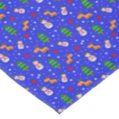 Kids Snowmen Rentier Weihnachtsbaumen Blau Rot Tischdecke (Schrägansicht)