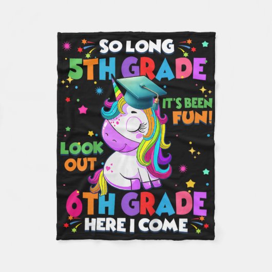 Kids So Long 5th Grade Graduation Here I Come 6th  Fleecedecke (Vorderseite)