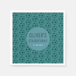 Kids Soccer Ball Blue Boys Birthday Party Serviette